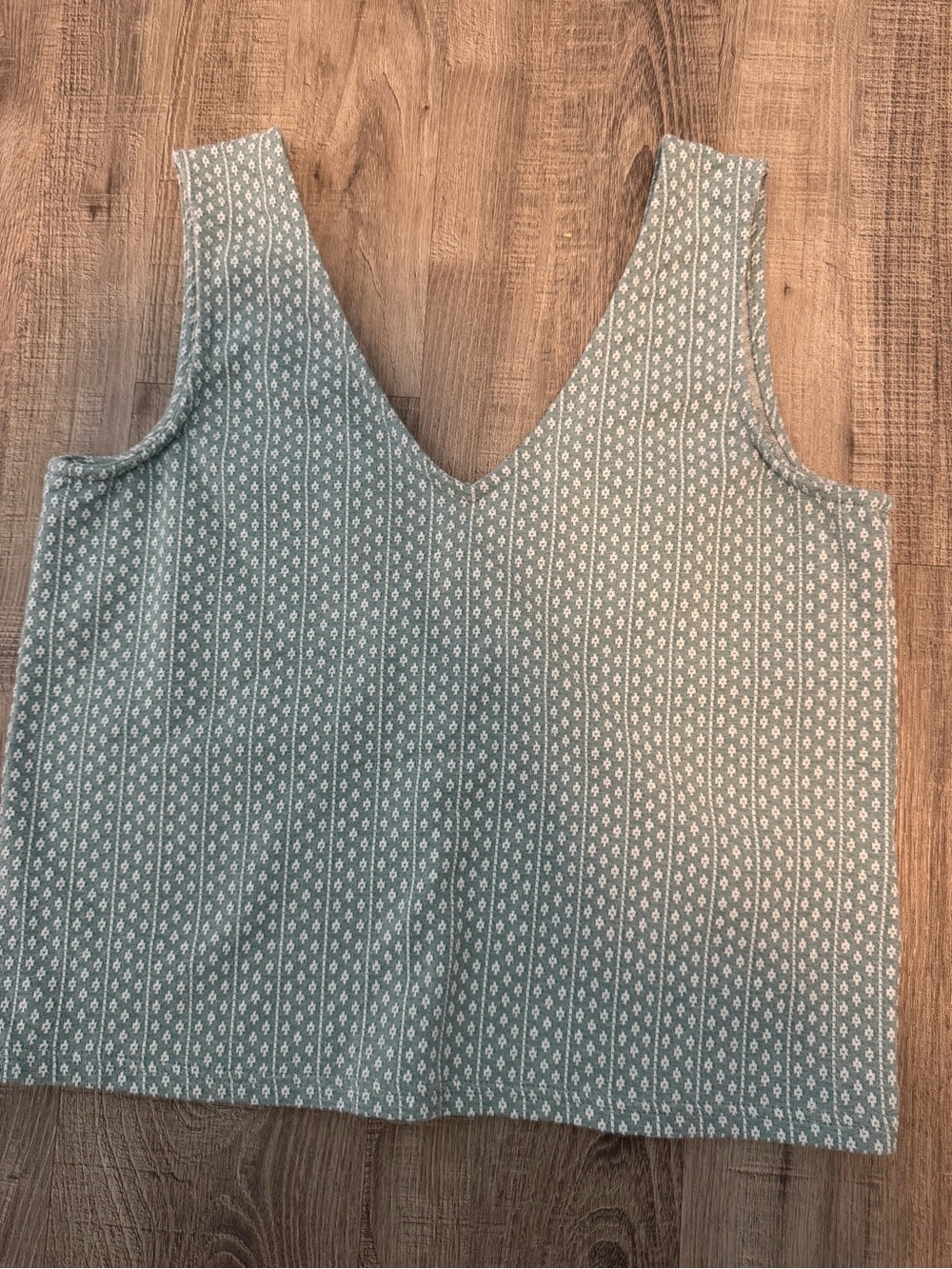 Madewell V-Neck Knit Tank Top - Sage Green & White